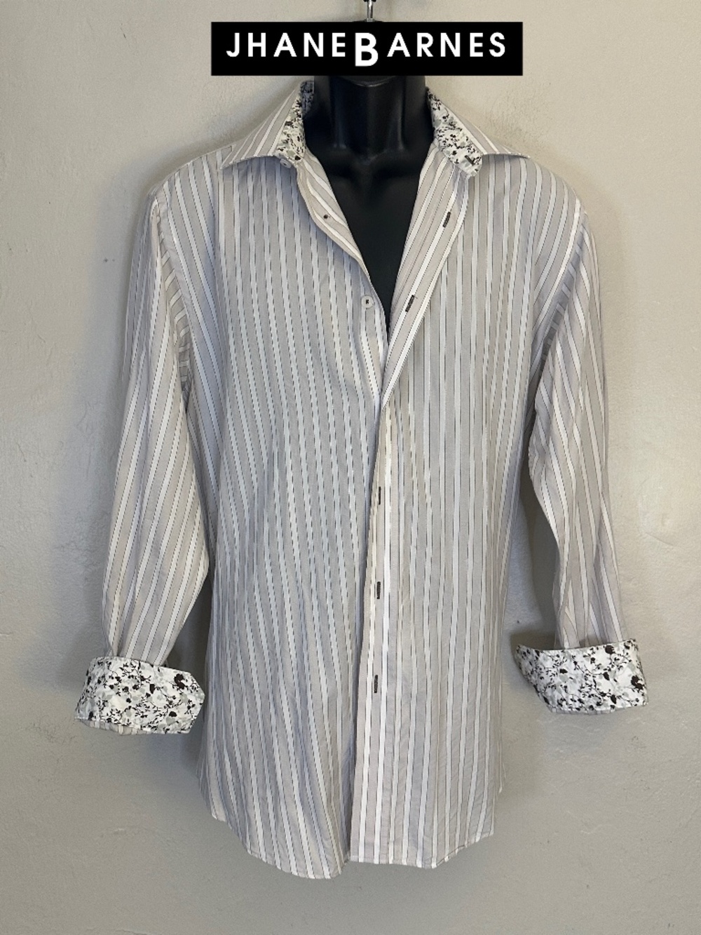 Jhane Barnes Contrast Long Sleeve Shirt Medium 15.5/32-33 Gently worn